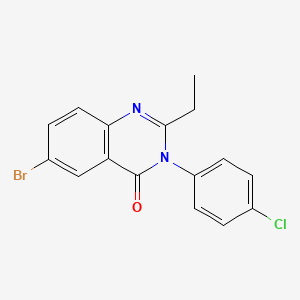 molecular formula C16H12BrClN2O B3589926 6-bromo-3-(4-chlorophenyl)-2-ethyl-4(3H)-quinazolinone 