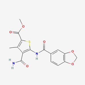 methyl 4-(aminocarbonyl)-5-[(1,3-benzodioxol-5-ylcarbonyl)amino]-3-methyl-2-thiophenecarboxylate