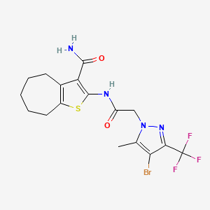 2-({[4-bromo-5-methyl-3-(trifluoromethyl)-1H-pyrazol-1-yl]acetyl}amino)-5,6,7,8-tetrahydro-4H-cyclohepta[b]thiophene-3-carboxamide