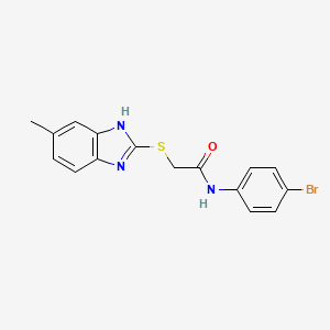 molecular formula C16H14BrN3OS B3589987 N-(4-bromophenyl)-2-[(5-methyl-1H-benzimidazol-2-yl)thio]acetamide 