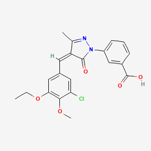 molecular formula C21H19ClN2O5 B3589996 3-[(4Z)-4-[(3-chloro-5-ethoxy-4-methoxyphenyl)methylidene]-3-methyl-5-oxopyrazol-1-yl]benzoic acid 