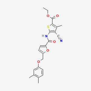 molecular formula C23H22N2O5S B3590070 ETHYL 4-CYANO-5-{5-[(3,4-DIMETHYLPHENOXY)METHYL]FURAN-2-AMIDO}-3-METHYLTHIOPHENE-2-CARBOXYLATE 