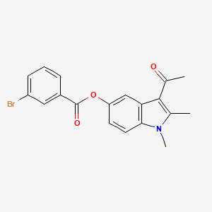 molecular formula C19H16BrNO3 B3590073 3-acetyl-1,2-dimethyl-1H-indol-5-yl 3-bromobenzoate 