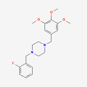 molecular formula C21H27FN2O3 B3590104 1-[(2-Fluorophenyl)methyl]-4-[(3,4,5-trimethoxyphenyl)methyl]piperazine 