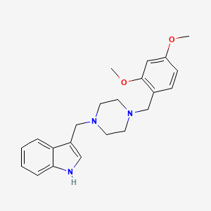 molecular formula C22H27N3O2 B3590111 2-{[4-(1H-INDOL-3-YLMETHYL)TETRAHYDRO-1-PYRAZINYL]METHYL}-5-METHOXYPHENYL METHYL ETHER 