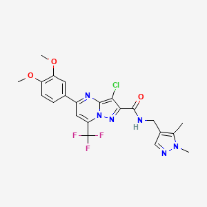 3-chloro-5-(3,4-dimethoxyphenyl)-N-[(1,5-dimethyl-1H-pyrazol-4-yl)methyl]-7-(trifluoromethyl)pyrazolo[1,5-a]pyrimidine-2-carboxamide