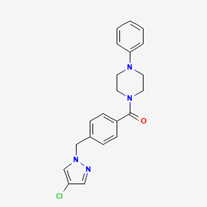 molecular formula C21H21ClN4O B3590251 1-{4-[(4-chloro-1H-pyrazol-1-yl)methyl]benzoyl}-4-phenylpiperazine CAS No. 514800-81-8