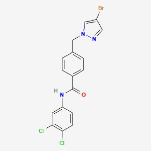 molecular formula C17H12BrCl2N3O B3590252 4-[(4-bromo-1H-pyrazol-1-yl)methyl]-N-(3,4-dichlorophenyl)benzamide 