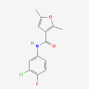 molecular formula C13H11ClFNO2 B3590282 N-(3-chloro-4-fluorophenyl)-2,5-dimethylfuran-3-carboxamide 