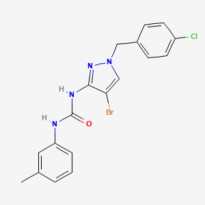 molecular formula C18H16BrClN4O B3590314 N-[4-bromo-1-(4-chlorobenzyl)-1H-pyrazol-3-yl]-N'-(3-methylphenyl)urea 