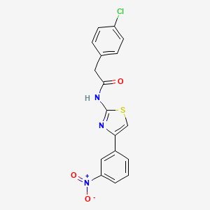 molecular formula C17H12ClN3O3S B3590355 2-(4-chlorophenyl)-N-[4-(3-nitrophenyl)-1,3-thiazol-2-yl]acetamide 