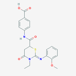 molecular formula C21H21N3O5S B359042 4-[({(2Z)-3-ethyl-2-[(2-methoxyphenyl)imino]-4-oxo-1,3-thiazinan-6-yl}carbonyl)amino]benzoic acid CAS No. 1164474-32-1