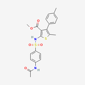 molecular formula C22H22N2O5S2 B3590421 methyl 2-({[4-(acetylamino)phenyl]sulfonyl}amino)-5-methyl-4-(4-methylphenyl)-3-thiophenecarboxylate 