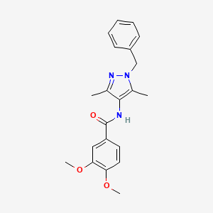 molecular formula C21H23N3O3 B3590454 N-(1-benzyl-3,5-dimethyl-1H-pyrazol-4-yl)-3,4-dimethoxybenzamide 