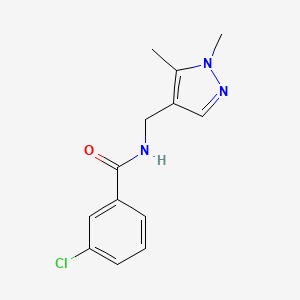 molecular formula C13H14ClN3O B3590474 3-chloro-N-[(1,5-dimethyl-1H-pyrazol-4-yl)methyl]benzamide 