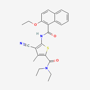 molecular formula C24H25N3O3S B3590477 4-cyano-5-[(2-ethoxy-1-naphthoyl)amino]-N,N-diethyl-3-methyl-2-thiophenecarboxamide 