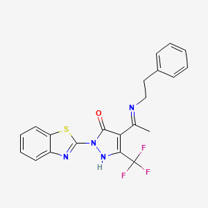 2-(1,3-benzothiazol-2-yl)-4-[C-methyl-N-(2-phenylethyl)carbonimidoyl]-5-(trifluoromethyl)-1H-pyrazol-3-one