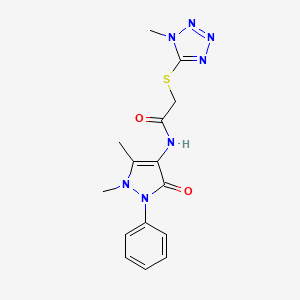 molecular formula C15H17N7O2S B3590537 N-(1,5-DIMETHYL-3-OXO-2-PHENYL-2,3-DIHYDRO-1H-PYRAZOL-4-YL)-2-[(1-METHYL-1H-1,2,3,4-TETRAZOL-5-YL)SULFANYL]ACETAMIDE 