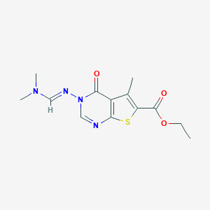 molecular formula C13H16N4O3S B359054 (E)-ethyl 3-(((dimethylamino)methylene)amino)-5-methyl-4-oxo-3,4-dihydrothieno[2,3-d]pyrimidine-6-carboxylate CAS No. 306280-93-3