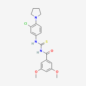 molecular formula C20H22ClN3O3S B3590541 N-{[3-chloro-4-(pyrrolidin-1-yl)phenyl]carbamothioyl}-3,5-dimethoxybenzamide 