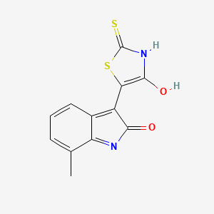 molecular formula C12H8N2O2S2 B3590564 3-(4-hydroxy-2-sulfanylidene-3H-1,3-thiazol-5-yl)-7-methylindol-2-one 