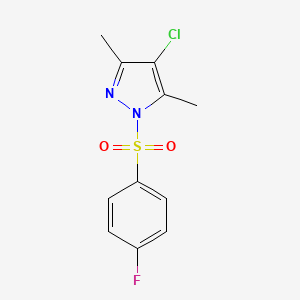 molecular formula C11H10ClFN2O2S B3590583 4-chloro-1-[(4-fluorophenyl)sulfonyl]-3,5-dimethyl-1H-pyrazole 