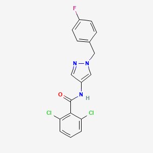 molecular formula C17H12Cl2FN3O B3590605 2,6-dichloro-N-[1-(4-fluorobenzyl)-1H-pyrazol-4-yl]benzamide 