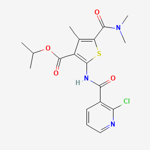 molecular formula C18H20ClN3O4S B3590643 isopropyl 2-{[(2-chloro-3-pyridinyl)carbonyl]amino}-5-[(dimethylamino)carbonyl]-4-methyl-3-thiophenecarboxylate 