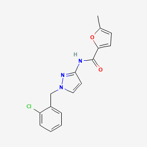 molecular formula C16H14ClN3O2 B3590666 N-{1-[(2-CHLOROPHENYL)METHYL]PYRAZOL-3-YL}-5-METHYLFURAN-2-CARBOXAMIDE 