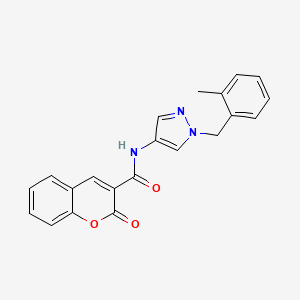 molecular formula C21H17N3O3 B3590736 N-{1-[(2-METHYLPHENYL)METHYL]-1H-PYRAZOL-4-YL}-2-OXO-2H-CHROMENE-3-CARBOXAMIDE 