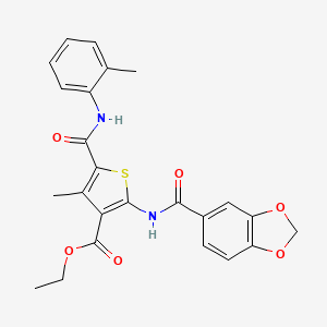 molecular formula C24H22N2O6S B3590757 ethyl 2-[(1,3-benzodioxol-5-ylcarbonyl)amino]-4-methyl-5-{[(2-methylphenyl)amino]carbonyl}-3-thiophenecarboxylate 