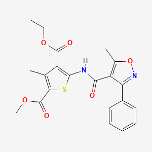 molecular formula C21H20N2O6S B3590775 4-ethyl 2-methyl 3-methyl-5-{[(5-methyl-3-phenyl-4-isoxazolyl)carbonyl]amino}-2,4-thiophenedicarboxylate 