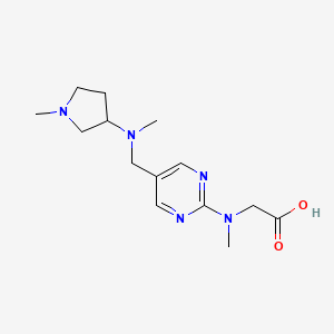 molecular formula C14H23N5O2 B3590782 2-[Methyl-[5-[[methyl-(1-methylpyrrolidin-3-yl)amino]methyl]pyrimidin-2-yl]amino]acetic acid 