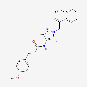 molecular formula C26H27N3O2 B3590834 N-{3,5-DIMETHYL-1-[(NAPHTHALEN-1-YL)METHYL]-1H-PYRAZOL-4-YL}-3-(4-METHOXYPHENYL)PROPANAMIDE 