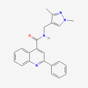 molecular formula C22H20N4O B3590893 N-[(1,3-dimethyl-1H-pyrazol-4-yl)methyl]-2-phenyl-4-quinolinecarboxamide 