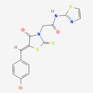 molecular formula C15H10BrN3O2S3 B3590896 2-[5-(4-bromobenzylidene)-4-oxo-2-thioxo-1,3-thiazolidin-3-yl]-N-1,3-thiazol-2-ylacetamide 