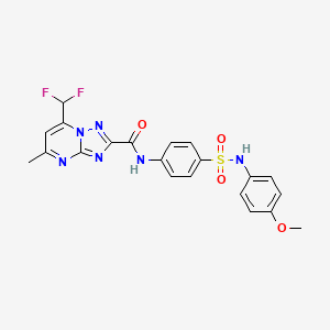 molecular formula C21H18F2N6O4S B3590907 7-(DIFLUOROMETHYL)-N-{4-[(4-METHOXYPHENYL)SULFAMOYL]PHENYL}-5-METHYL-[1,2,4]TRIAZOLO[1,5-A]PYRIMIDINE-2-CARBOXAMIDE 