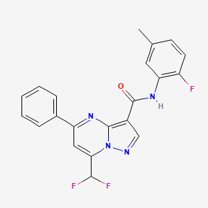 molecular formula C21H15F3N4O B3590922 7-(difluoromethyl)-N-(2-fluoro-5-methylphenyl)-5-phenylpyrazolo[1,5-a]pyrimidine-3-carboxamide 