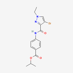 molecular formula C16H18BrN3O3 B3590951 PROPAN-2-YL 4-(4-BROMO-1-ETHYL-1H-PYRAZOLE-3-AMIDO)BENZOATE 