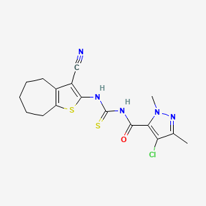 N-[(4-CHLORO-1,3-DIMETHYL-1H-PYRAZOL-5-YL)CARBONYL]-N'-(3-CYANO-5,6,7,8-TETRAHYDRO-4H-CYCLOHEPTA[B]THIOPHEN-2-YL)THIOUREA