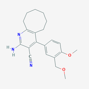 molecular formula C21H25N3O2 B3590986 2-AMINO-4-[4-METHOXY-3-(METHOXYMETHYL)PHENYL]-5,6,7,8,9,10-HEXAHYDROCYCLOOCTA[B]PYRIDIN-3-YL CYANIDE 