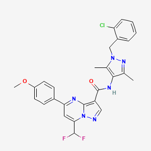 molecular formula C27H23ClF2N6O2 B3591002 N-[1-(2-chlorobenzyl)-3,5-dimethyl-1H-pyrazol-4-yl]-7-(difluoromethyl)-5-(4-methoxyphenyl)pyrazolo[1,5-a]pyrimidine-3-carboxamide 