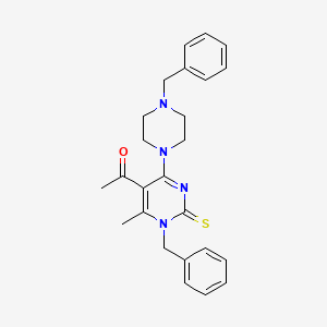 1-[1-BENZYL-4-(4-BENZYLPIPERAZINO)-6-METHYL-2-THIOXO-1,2-DIHYDRO-5-PYRIMIDINYL]-1-ETHANONE