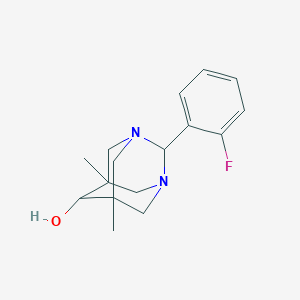 molecular formula C16H21FN2O B359105 2-(2-Fluorophenyl)-5,7-dimethyl-1,3-diazatricyclo[3.3.1.1~3,7~]decan-6-ol CAS No. 448911-32-8