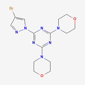 molecular formula C14H18BrN7O2 B3591116 2-(4-BROMO-1H-PYRAZOL-1-YL)-4,6-BIS(MORPHOLIN-4-YL)-1,3,5-TRIAZINE 