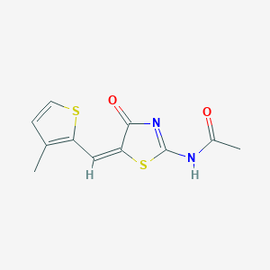 molecular formula C11H10N2O2S2 B3591134 N-[(5E)-5-[(3-methylthiophen-2-yl)methylidene]-4-oxo-1,3-thiazol-2-yl]acetamide 