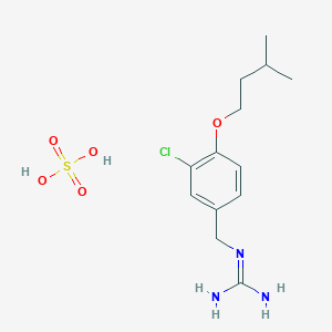 molecular formula C13H22ClN3O5S B3591188 2-[[3-Chloro-4-(3-methylbutoxy)phenyl]methyl]guanidine;sulfuric acid 