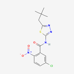 molecular formula C14H15ClN4O3S B3591197 5-chloro-N-[5-(2,2-dimethylpropyl)-1,3,4-thiadiazol-2-yl]-2-nitrobenzamide 