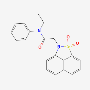 molecular formula C20H18N2O3S B3591213 2-(2,2-dioxo-2lambda6-thia-3-azatricyclo[6.3.1.04,12]dodeca-1(11),4,6,8(12),9-pentaen-3-yl)-N-ethyl-N-phenylacetamide 