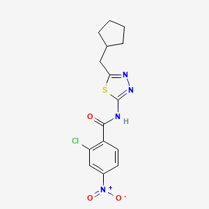 2-chloro-N-[5-(cyclopentylmethyl)-1,3,4-thiadiazol-2-yl]-4-nitrobenzamide